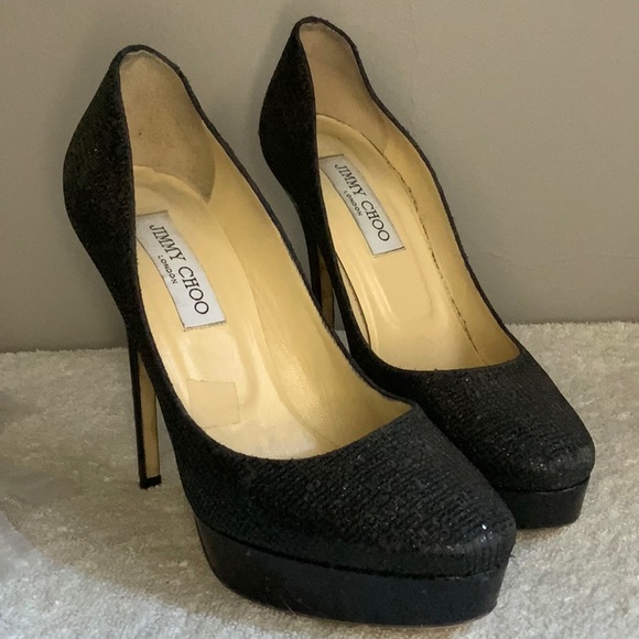 Jimmy Choo Shoes - Jimmy Choo Black Cosmic Sequin Pumps with a Stiletto Heel (EU 38.5 / 8.5)